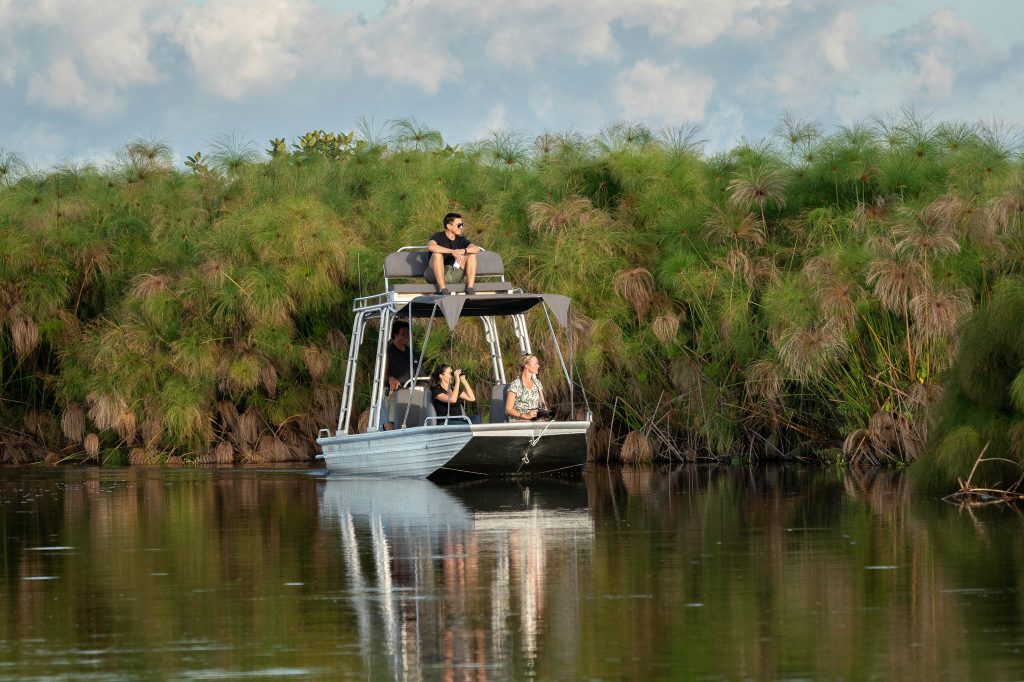 Take in the rich wildlife along the Kazinga Channel on a boat safari ...